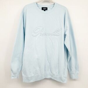 A24 Priscilla Movie Sweatshirt Light Blue Embroidered Script Logo Crewneck Large